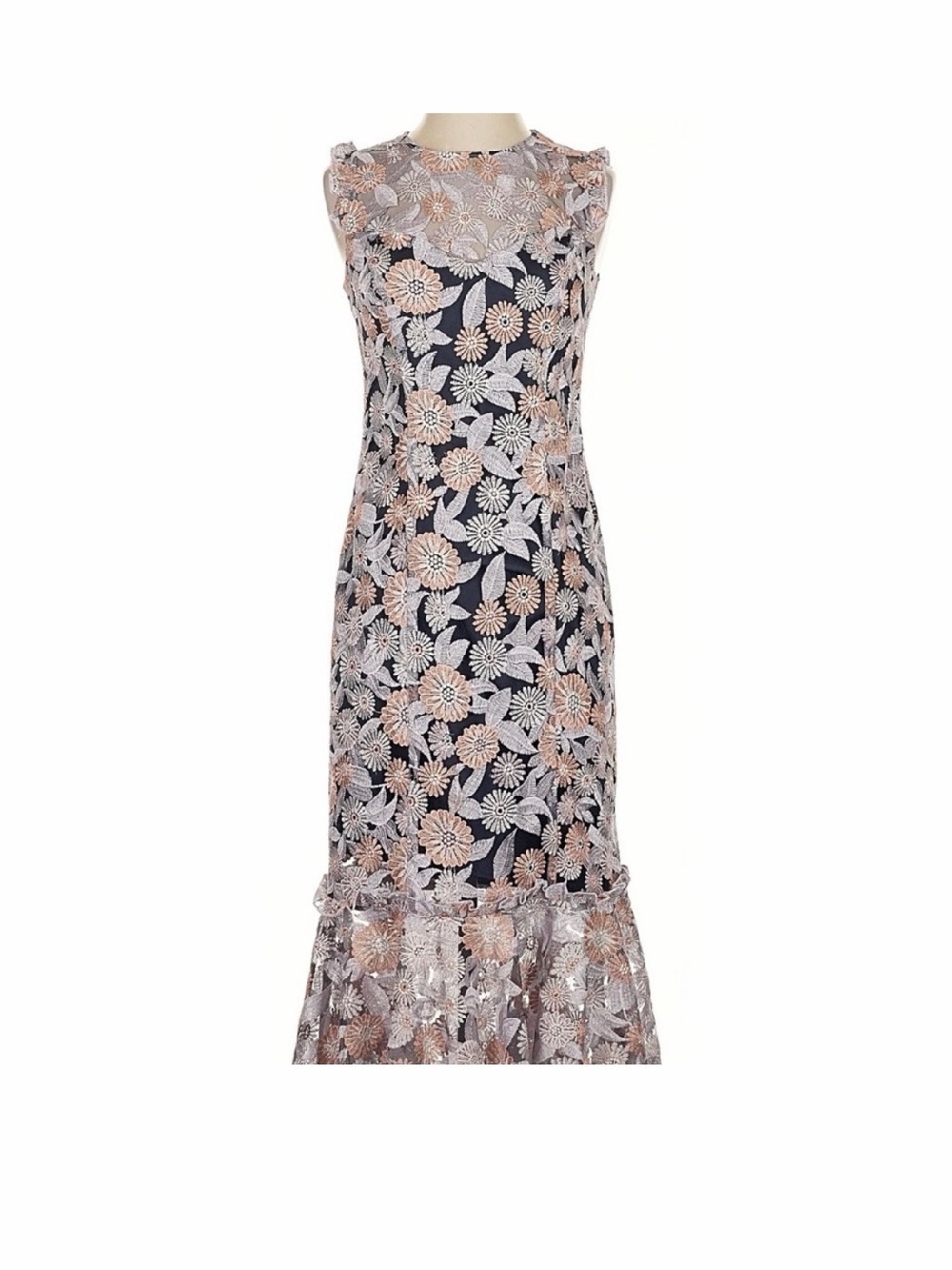 NWT Shosanna Midnight Floral Lace Midi Dress Size 6